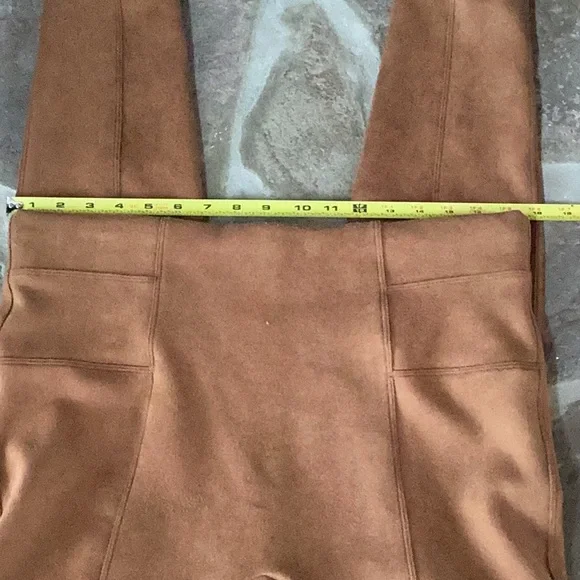 SPANX tan brown faux suede leather High-Waisted Leggings slimming - Picture 4 of 4